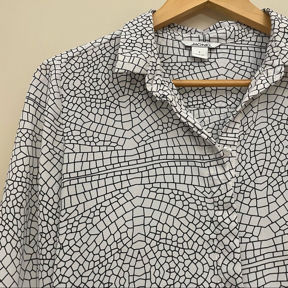 MONKI Flowy Pattern 3/4 Sleeve Button Down Women’s Small - Picture 3 of 7